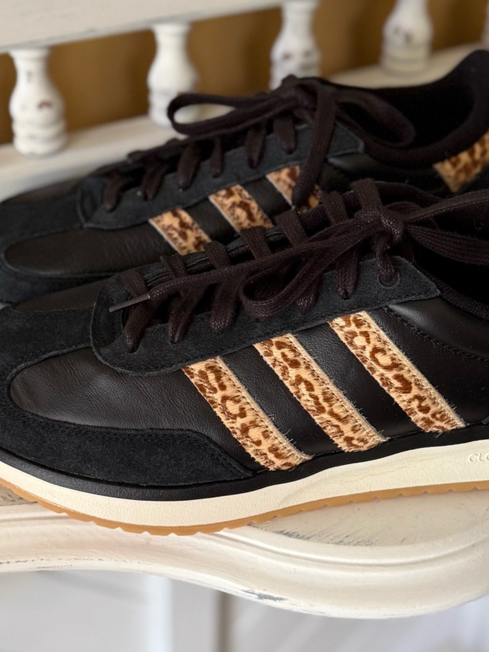 adidas Black & Leopard Print Athletic Sneakers